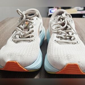 Womens Brooks Glycerin 21 coconut/aqua/autumn sunset shoes size 10.5 wide